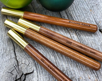Personalized Wooden Rollerball Pen With Brass Cap
