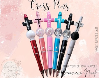 Beaded Pens - Jesus - Autism Awareness - Coffee - Cows - Flowers - Ice cream - Rainbows - Mouse - Couples Pens - Gold - Silver - Basket