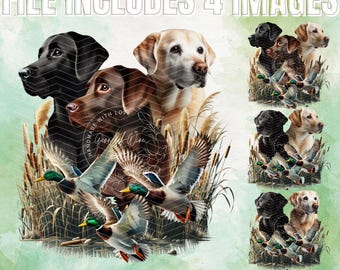 Labrador Retriever Duck Hunting Clipart, Dog Lover Gift (PNG)