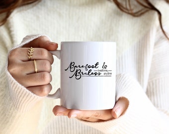 Personalized Barefoot and Braless Coffee Mug, Funny Coffee Mug, Humorous coffee mug, Coffee cup, Birthday gift