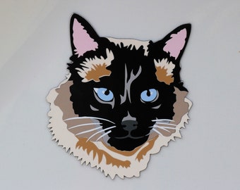 Siamese Magnet, Siamese sticker, Siamese decal, Cat magnet, Cat sticker, Cat decal, Siamese Illustration, Birthday gift