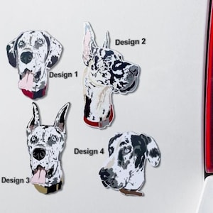 Harlequin Great Dane Magnet, Great Dane magnet, Great Dane decal, Great Dane sticker, Cropped Ears, Great Dane Natural Ears, Birthday gift