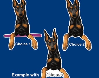 Personalized Doberman Pinscher Sticker, Cartoon Dog Decal