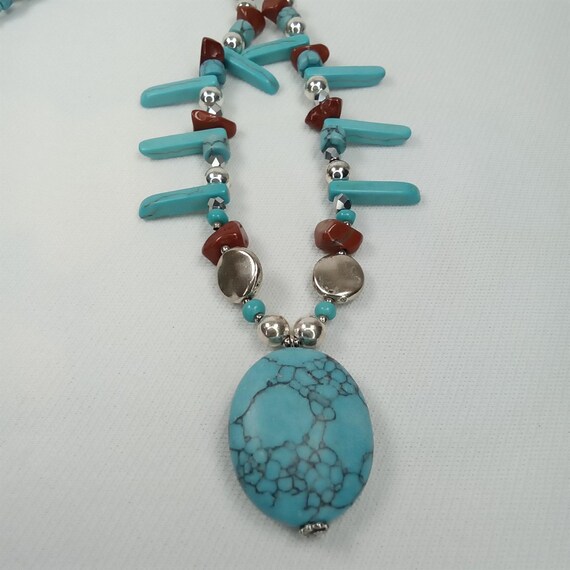 MCM Turquoise & Coral Statement Necklace: Native … - image 10