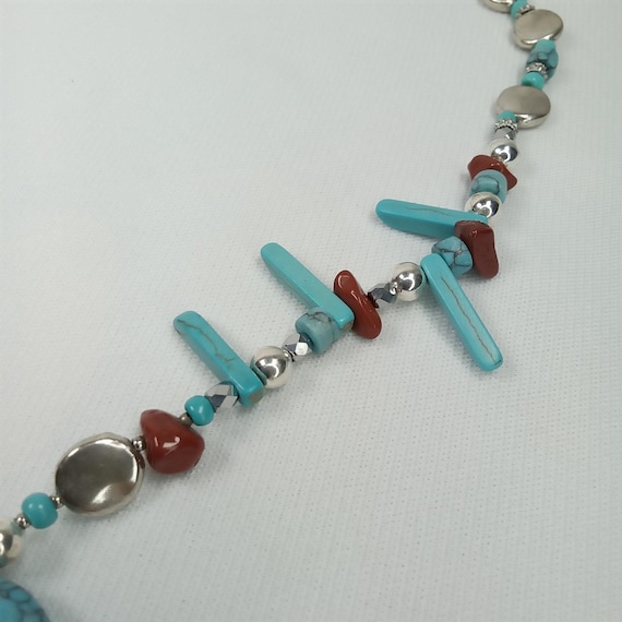 MCM Turquoise & Coral Statement Necklace: Native … - image 4