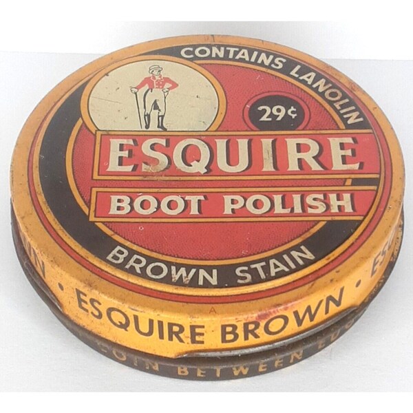 Old Stock Advertisement Esquire Boot Polish Metal Tin Mid Century Product