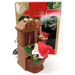 Vintage Christmas Ornament Hallmark Santa&#39;s Hotline With Original Box 1991