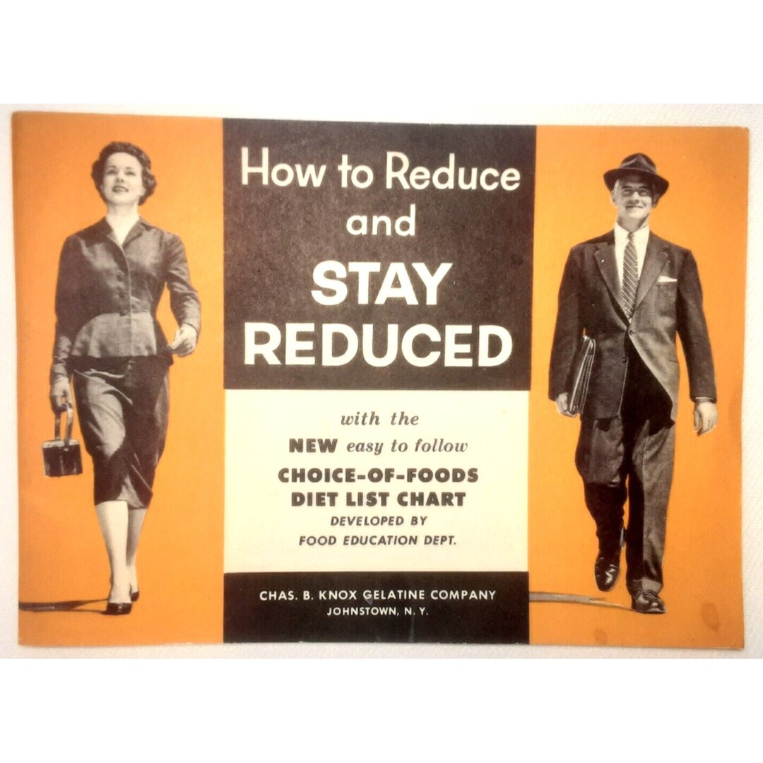 Knox Gelatin Diet List Chart and Book Johnstown New York 1955 Pamphlet