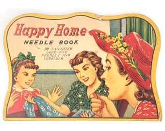 Happy Home Needle Book 1950s Mid-Century Modern Sewing Supplies