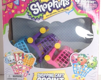 Shopkins Shopping Cart Sprint Game Pressman avec boîte d'origine, jouet vintage