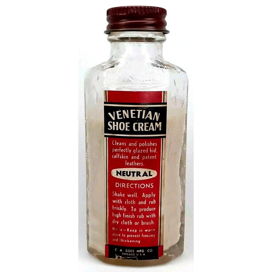 Wartime Polish Venetian Shoe Cream Glass Bottle With Paper Label 1940s ...