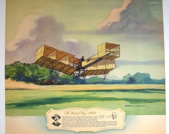 Lithographie Oiseau de proie Charles H Hubbell Aviation Art Thompson Products 1930