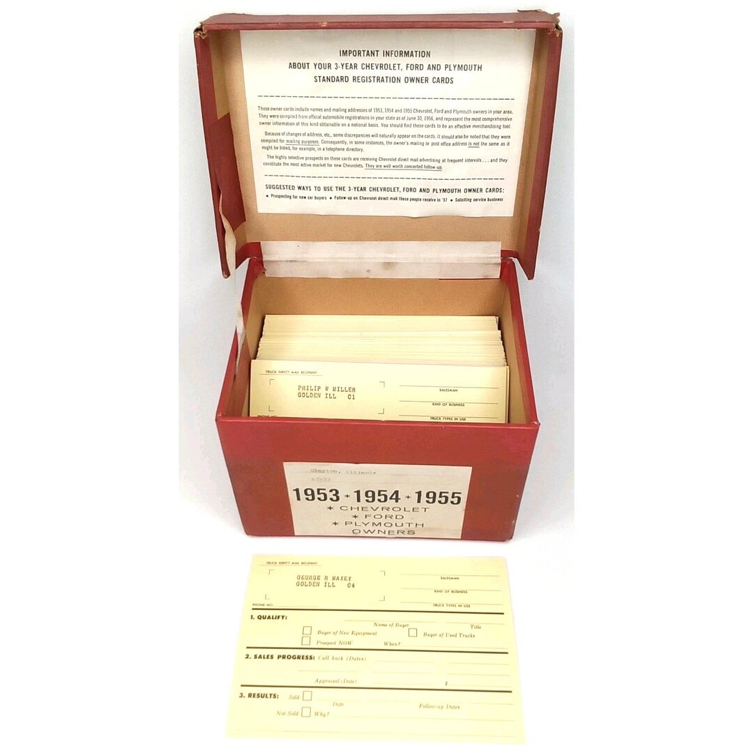 MCM Standard Registration Cards Chevrolet Ford Plymouth Clayton ...