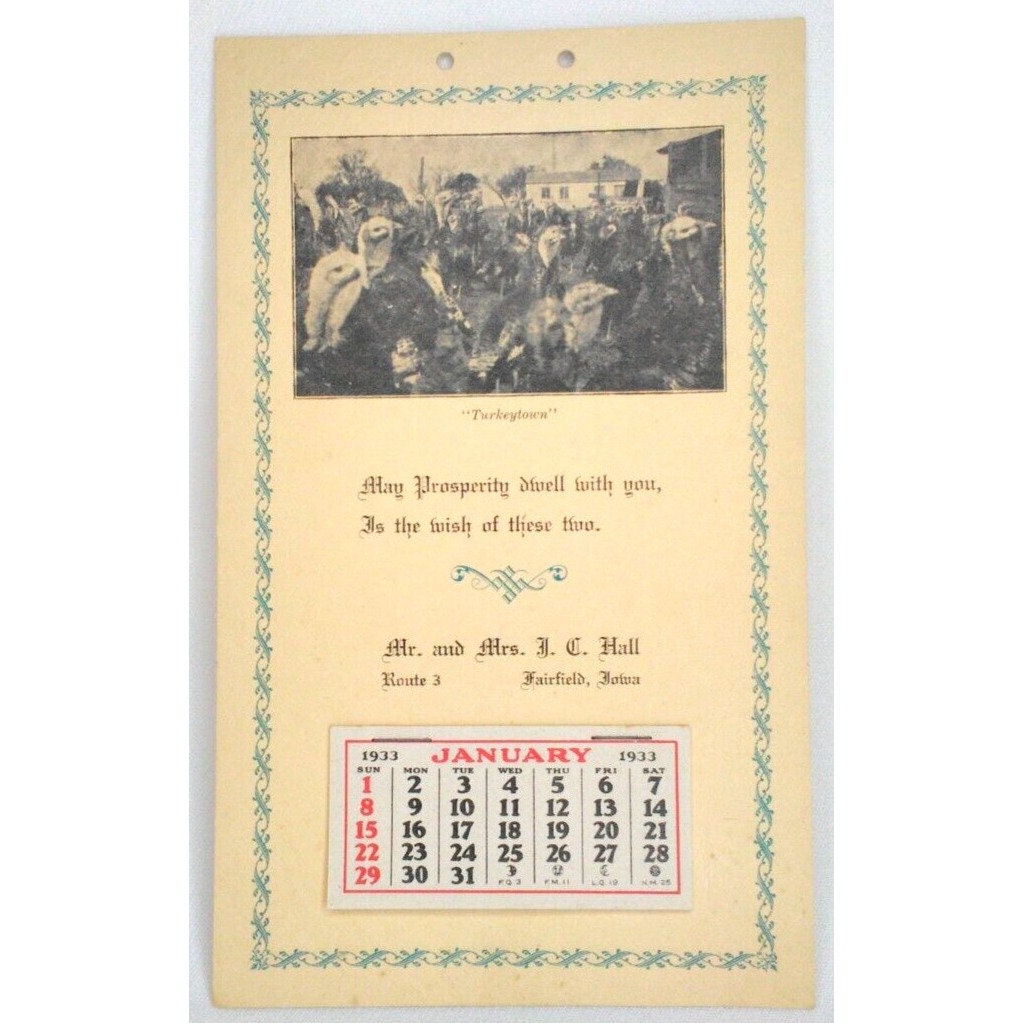 1933 Calendar - Etsy