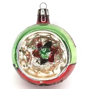 MCM Christmas Ornament Red Glass With Reflector Made In Czechoslovakia 1940s