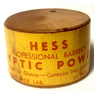 Old Stock Advertisement Hess Professional Barbers Styptic Powder Sealed Rare