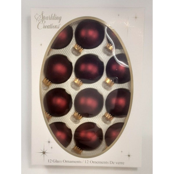 Christmas Ornament Blown Glass Red Sparkling Creations Set of 12 Original Box