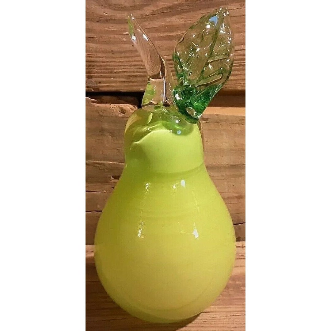 Adam Jablonski Glass Pear Paperweight Made in Poland Signed Etsy