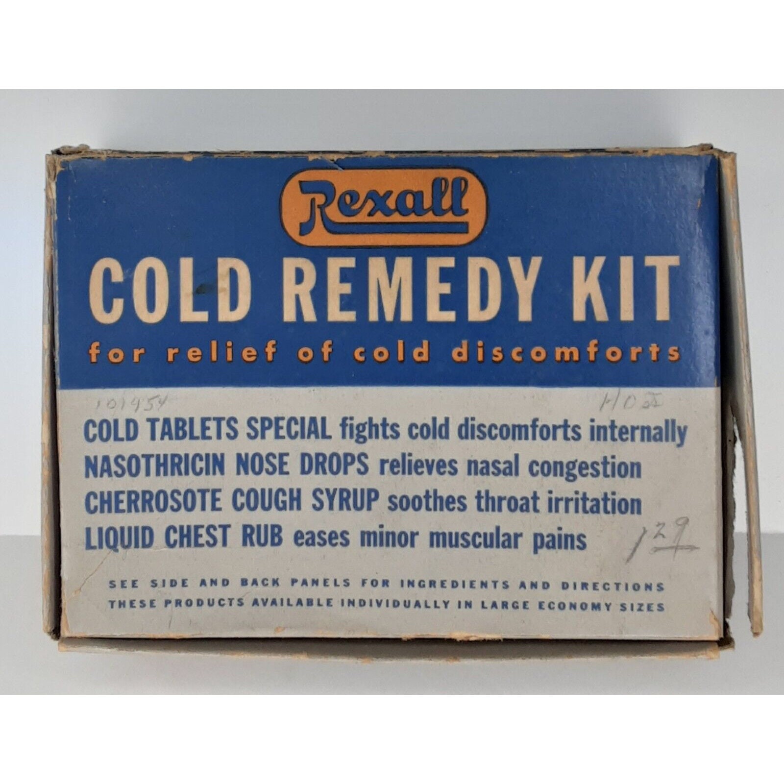 Rexall Cold Remedy Kit Cold Tablets Nose Drops Cough Syrup Chest Rub 1950s Rare matagrande.al