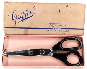 Cesoie Griffon Tru-Pink Pinking con scatola originale strumento da cucito vintage