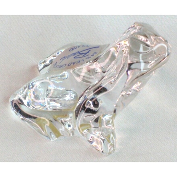 Badash Poland Lead Crystal Frog With Foil Label Vintage Animal Theme Home Decor