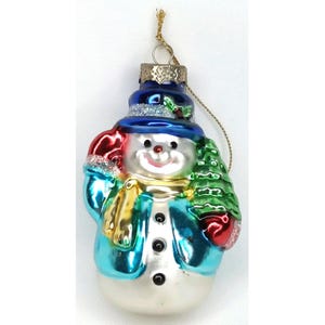 Vintage Christmas Ornament Glass Snowman 1990s Holiday Decor