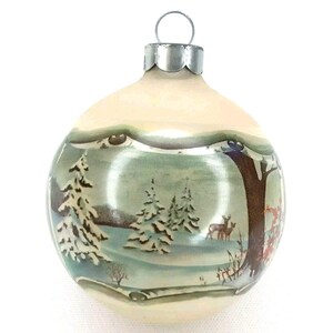 Vintage Christmas Ornament Corning Glass With Currier & Ives Shrink Wrap 1970s