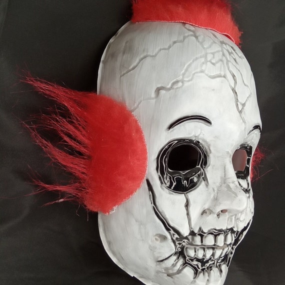 Halloween Mask Evil Clown White Face Vintage Tric… - image 2
