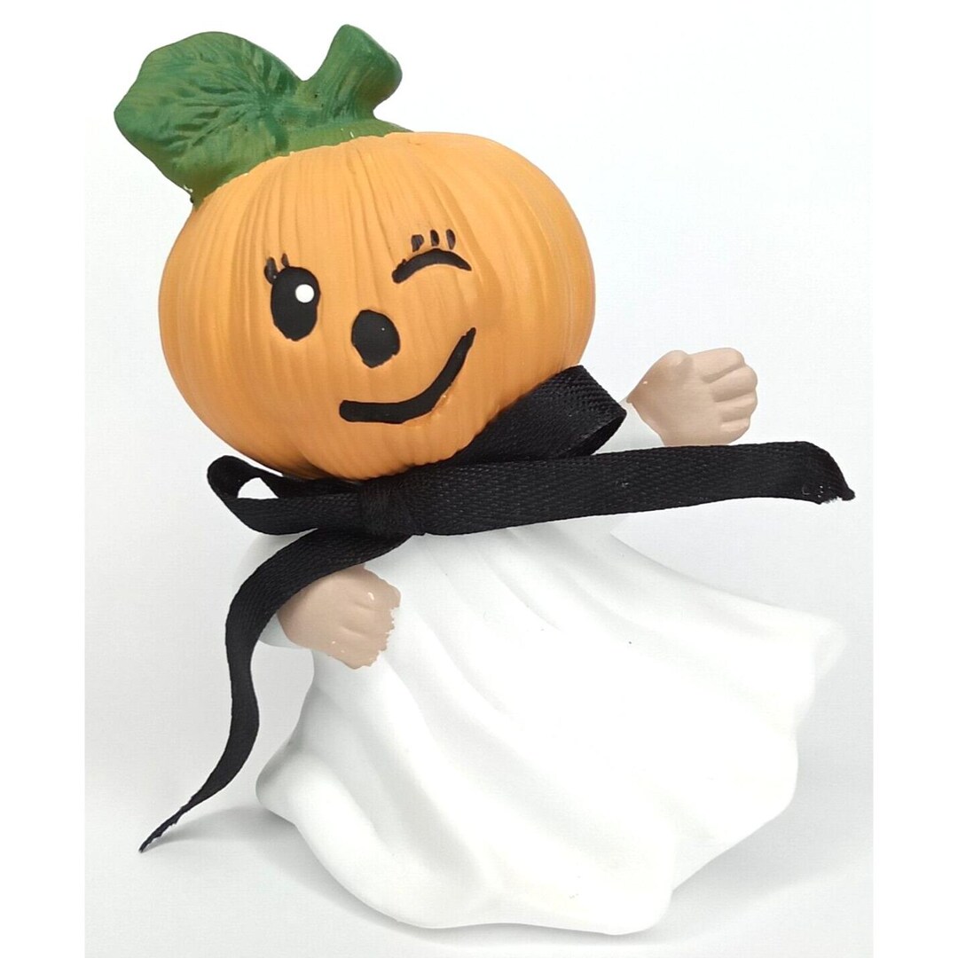 Halloween Ghost With Jack O Lantern Head Ceramic Figurine Vintage ...