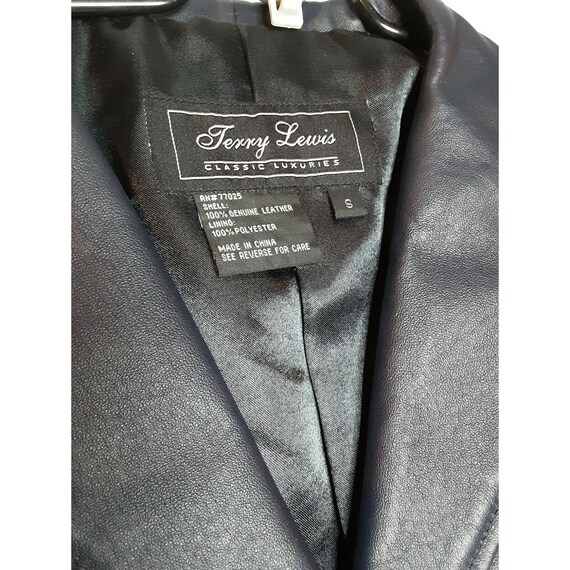 Jacket Coat Terry Lewis Genuine Leather Dark Blue Womens Size
