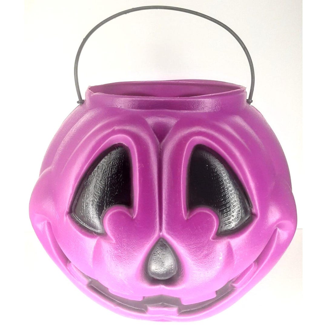Halloween Jack O Lantern Candy Bucket Lisa Frank Purple Vintage Trick ...