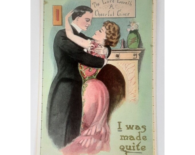 Valentine Post Card A Couple in Love I Was Made Quite Welcome Edwardian ...