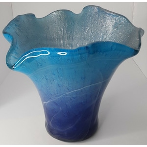 Il Quadrifoglio Vase Hand Decorated in Italy Blue Mid Century Modern Home Decor