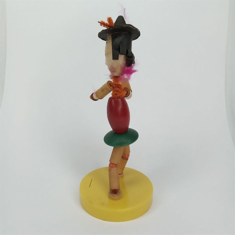 Halloween Witch Pixie Puppet Wood Pipe Cleaner Walco Bead Co 1950s