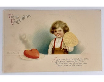 Valentine Post Card International Art Series 1905 Ellen Clapsaddle Burning Heart