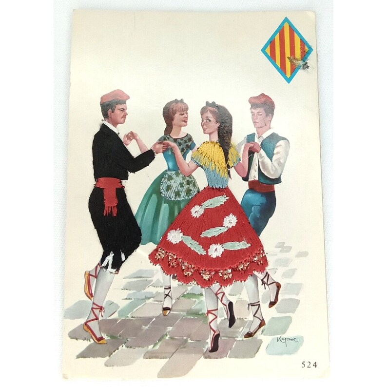 Post Card Comercial Prat 524 Made in Spain Embroidered Skirt Spanish