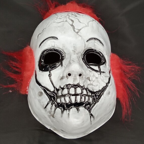 Halloween Mask Evil Clown White Face Vintage Tric… - image 6