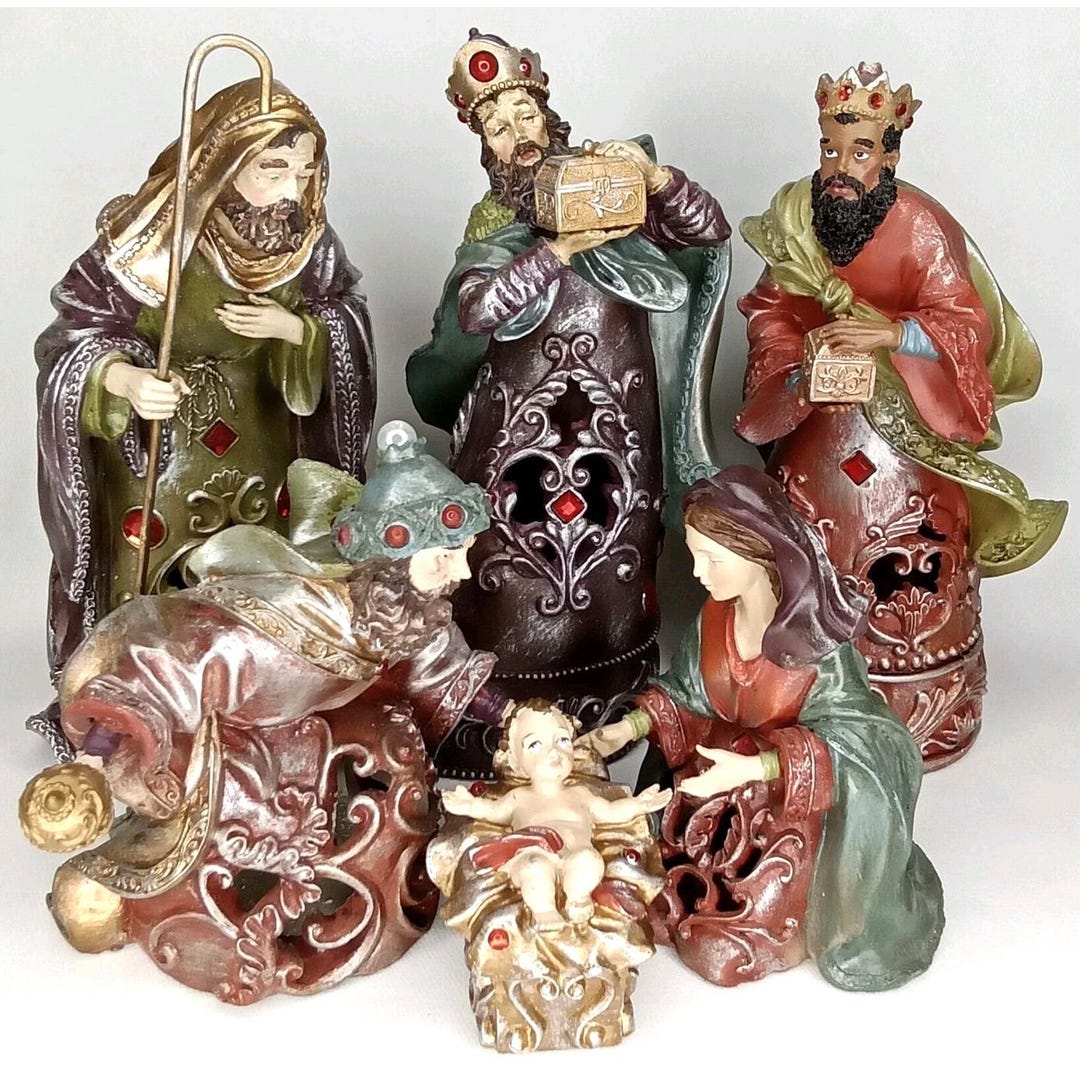 Vintage Christmas Nativity Scene 6 Piece Set Joseph Mary Jesus Wise Men ...