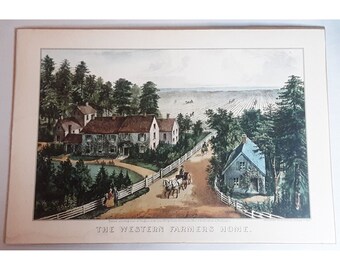 Currier and Ives The Western Farmers Home Lithograph Reprint