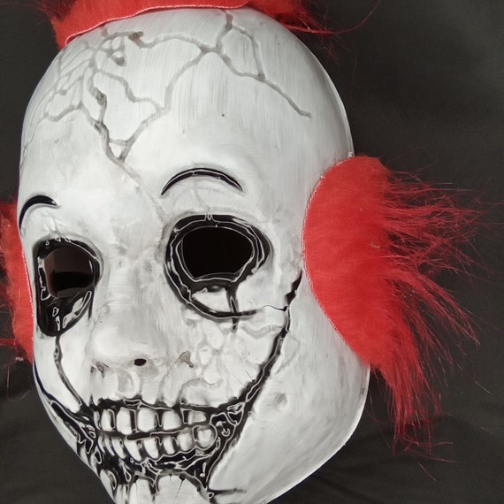 Halloween Mask Evil Clown White Face Vintage Tric… - image 8