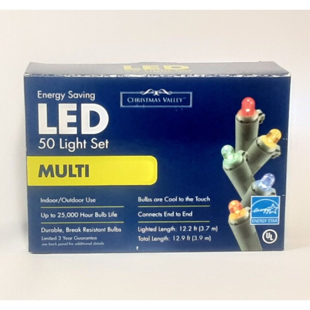 Christmas Lights Christmas Valley LED 50 Light Set Multicolor in Box