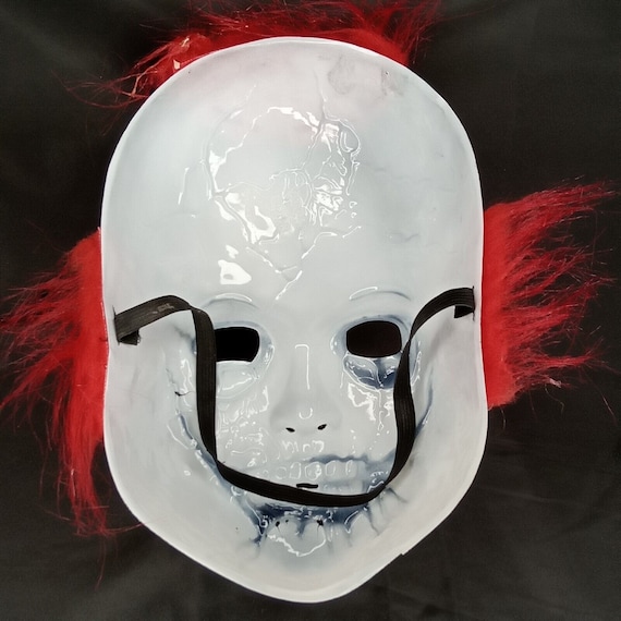 Halloween Mask Evil Clown White Face Vintage Tric… - image 3