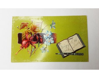 Carte postale de Pâques A Auxenfants Série 633/2 Fleurs en relief