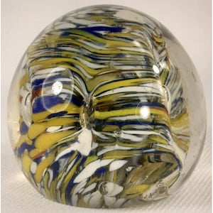 Paperweight Multicolor Swirl Glass Controlled Bubble 1970s Vintage Home Decor