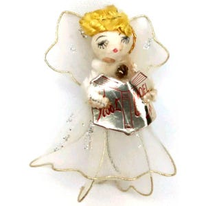 MCM Christmas Ornament Noel Choir Angel Spun Cotton & Tulle 1950s Holiday