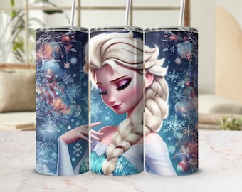 Frozen Elsa Christmas Tumbler Wrap PNG 20oz Skinny Sublimation Design Instant Digital Download Elsa Tumbler