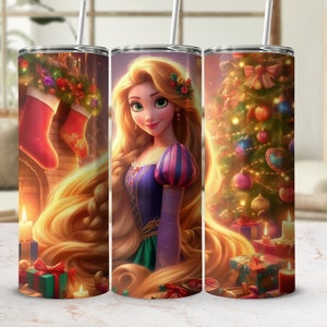 Rapunzel Weihnachten Becher Wrap PNG 20 Unzen Skinny Sublimation Design Sofortiger digitaler Download Wirrwarr
