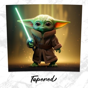 Baby Yoda Tumbler Wrap 20oz Skinny Sublimation Design Star Wars PNG Baby Yoda Gift Lightsaber image 4