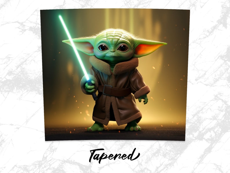 Baby Yoda Tumbler Wrap 20oz Skinny Sublimation Design Star Wars PNG Baby Yoda Gift Lightsaber image 4