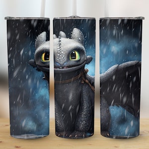 How To Train Your Dragon Toothless Tumbler Wrap 20oz Skinny PNG Sublimation Design Instant Digital Download Night Fury